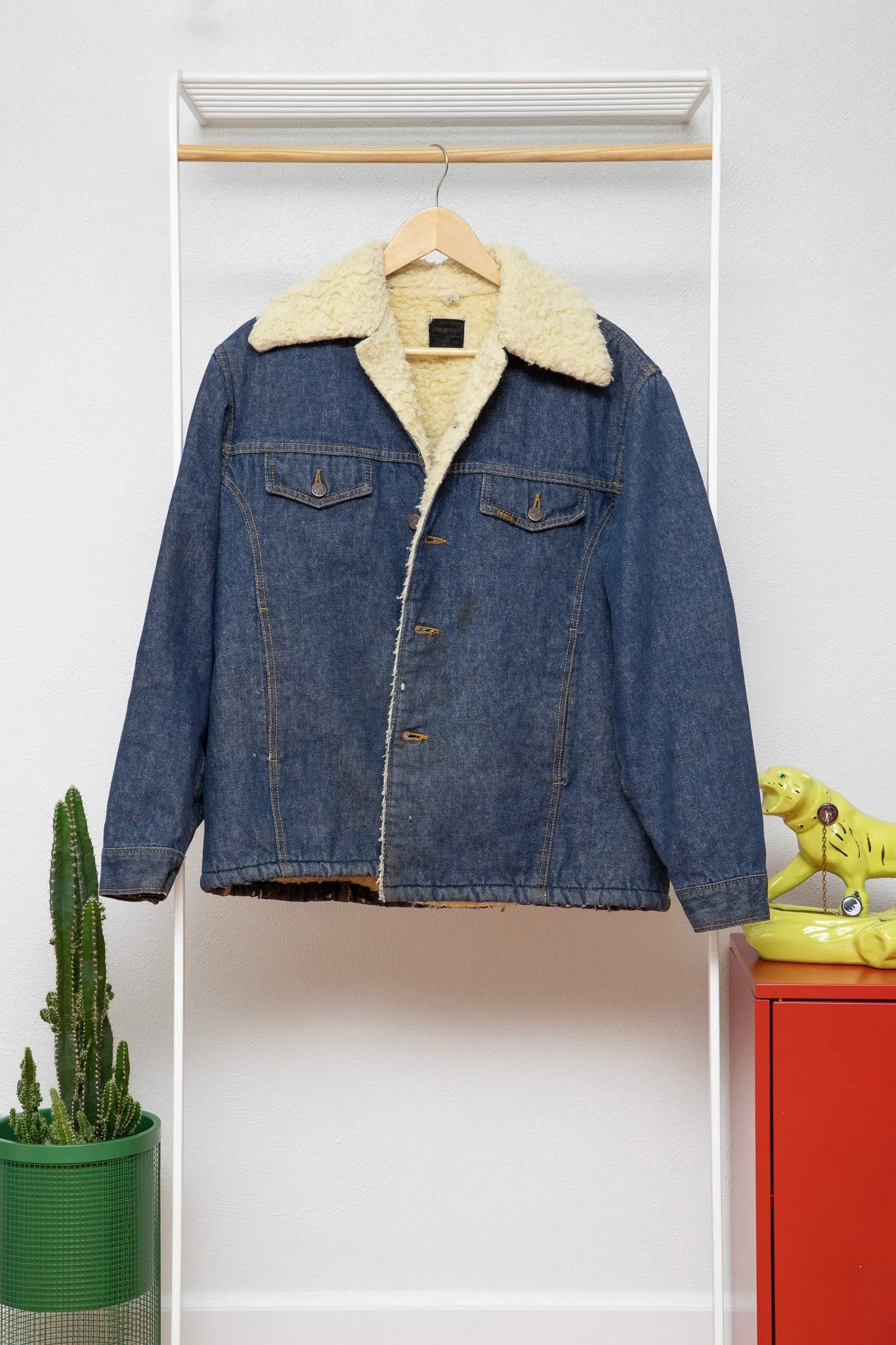 70s Sherpa Lined Roebucks Denim Trucker Jacket (M)