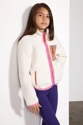 Ascend Girls’ Stowaway Hood Sherpa Fleece Full Zip Jacket