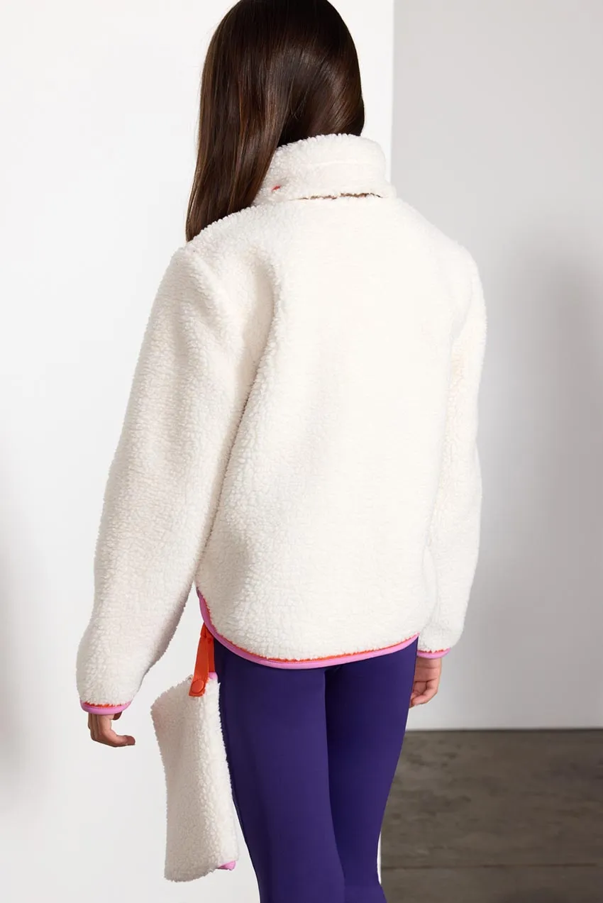Ascend Girls’ Stowaway Hood Sherpa Fleece Full Zip Jacket