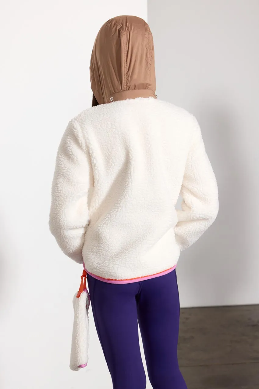Ascend Girls’ Stowaway Hood Sherpa Fleece Full Zip Jacket