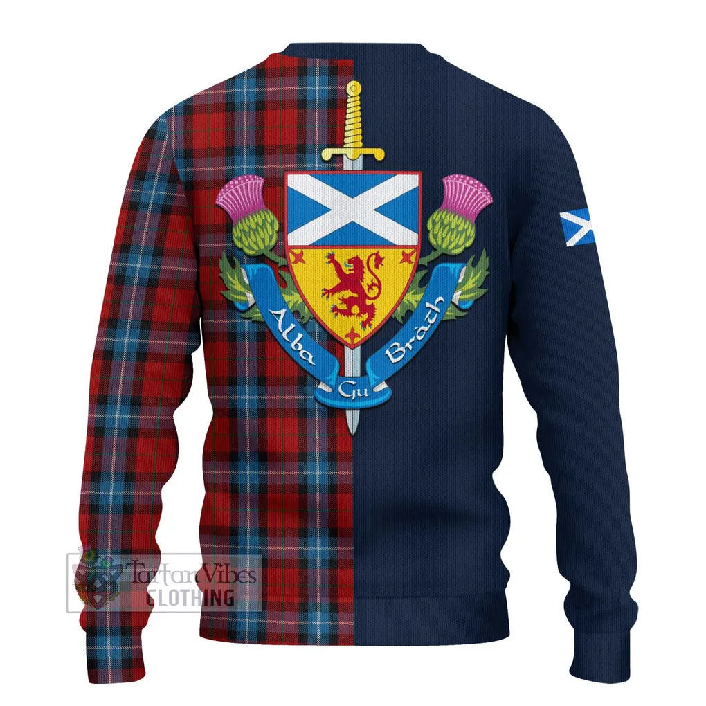 Baillie of Polkemmet Red Tartan Ugly Sweater with Scottish Lion Royal Arm Half Style