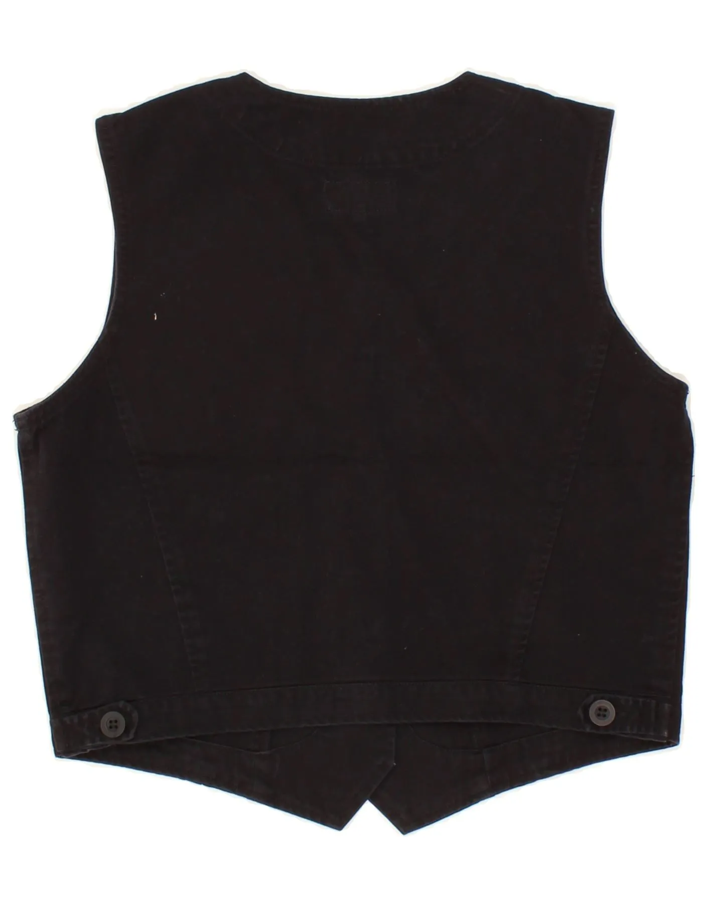 BALLOON Womens Crop Denim Gilet UK 12 Medium Black Cotton