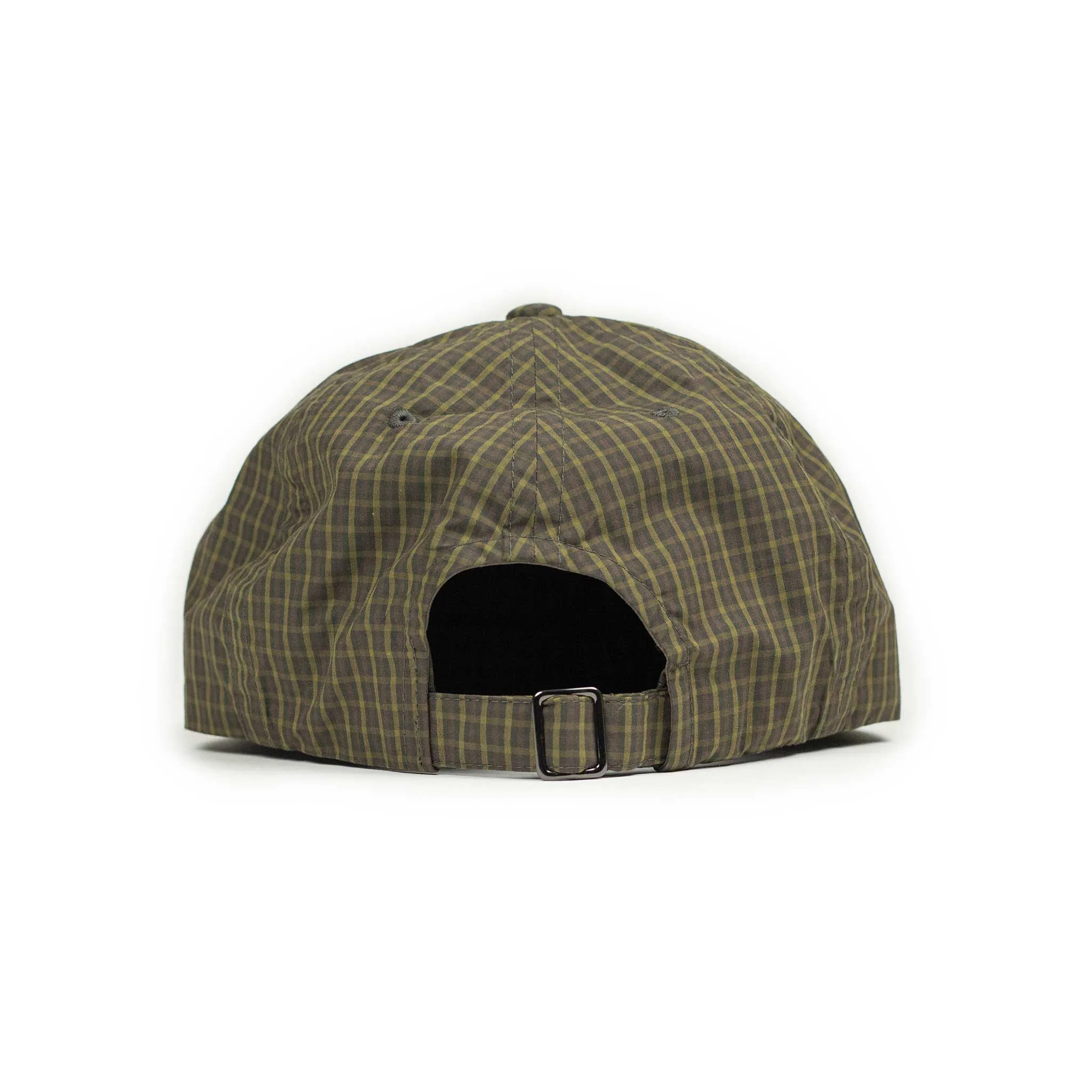 Baseball cap in beige and brown checked cotton and nylon Cordura