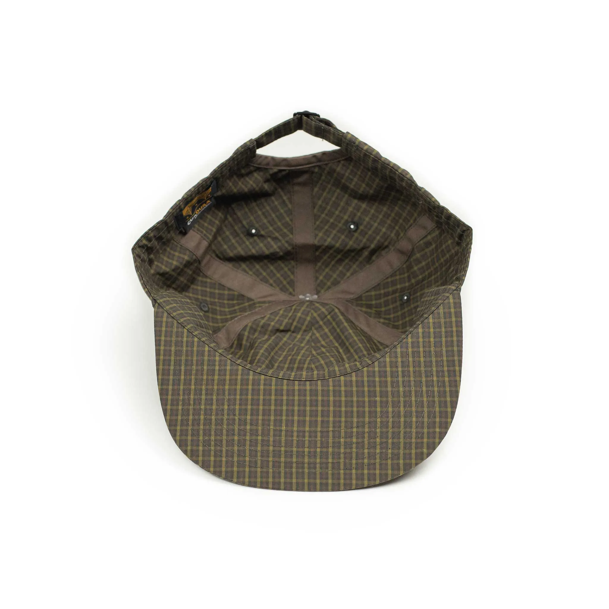 Baseball cap in beige and brown checked cotton and nylon Cordura