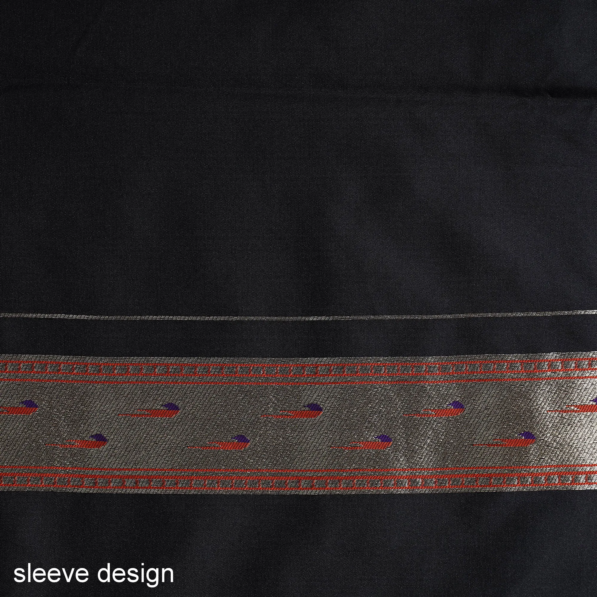 Black - 2pc Paithani Weave Silk Suit Material Set 06