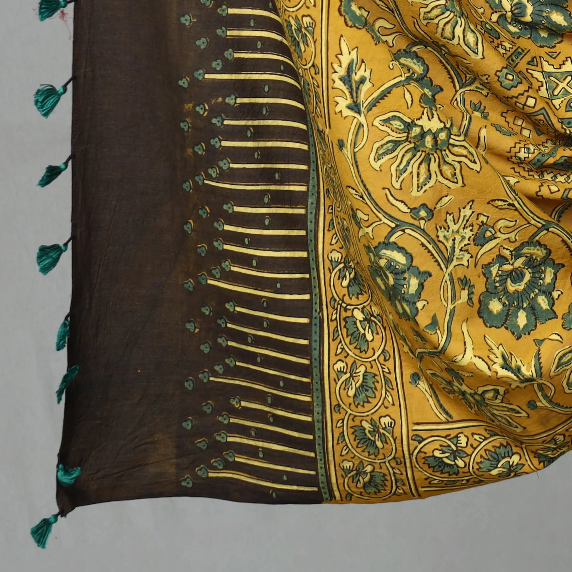Blue - 3pc Ajrakh Block Printed Natural Dyed Cotton Suit Material Set 13