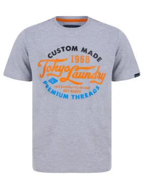 Bluesy Tee Motif Cotton Jersey T-Shirt in Light Grey Marl - Tokyo Laundry