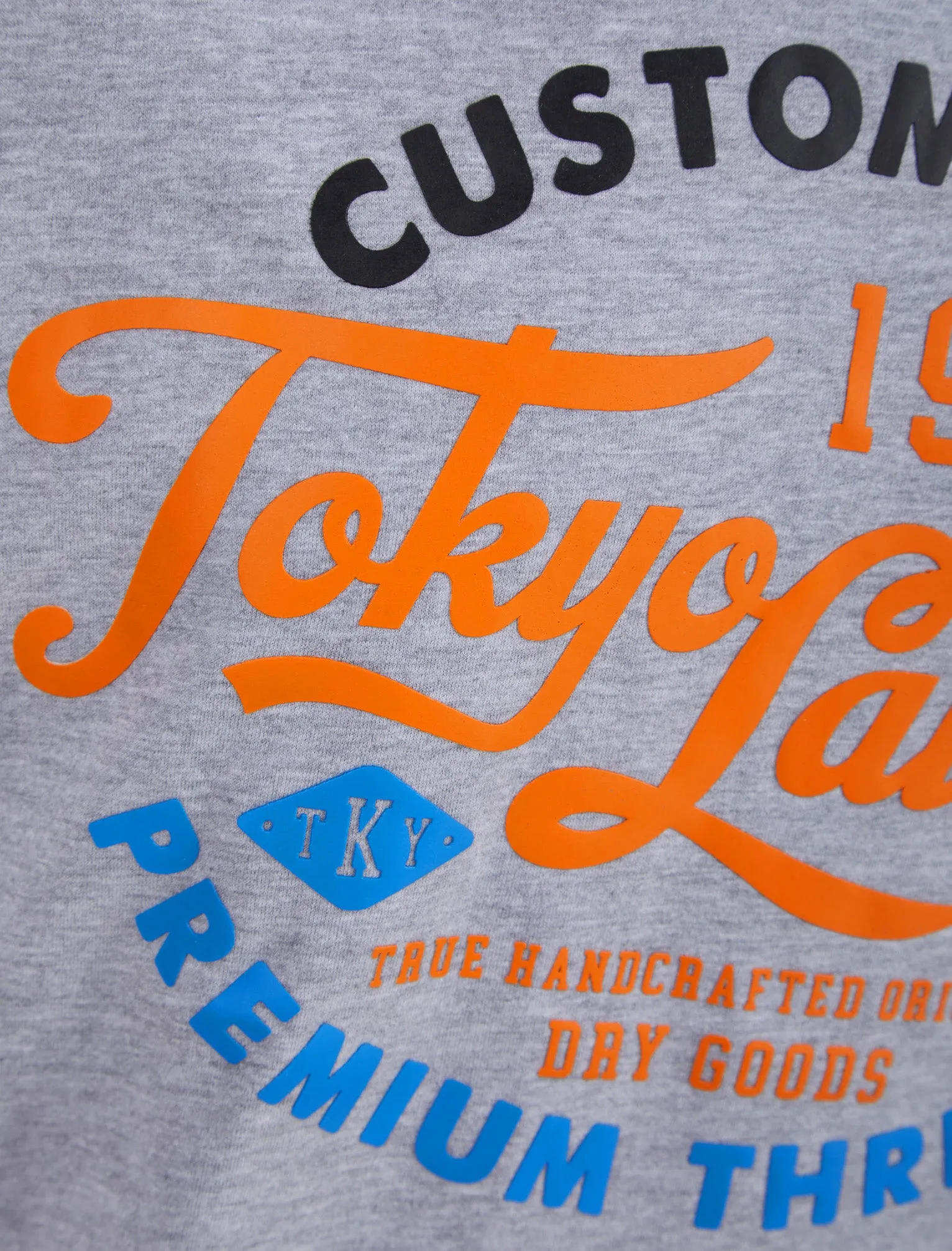 Bluesy Tee Motif Cotton Jersey T-Shirt in Light Grey Marl - Tokyo Laundry