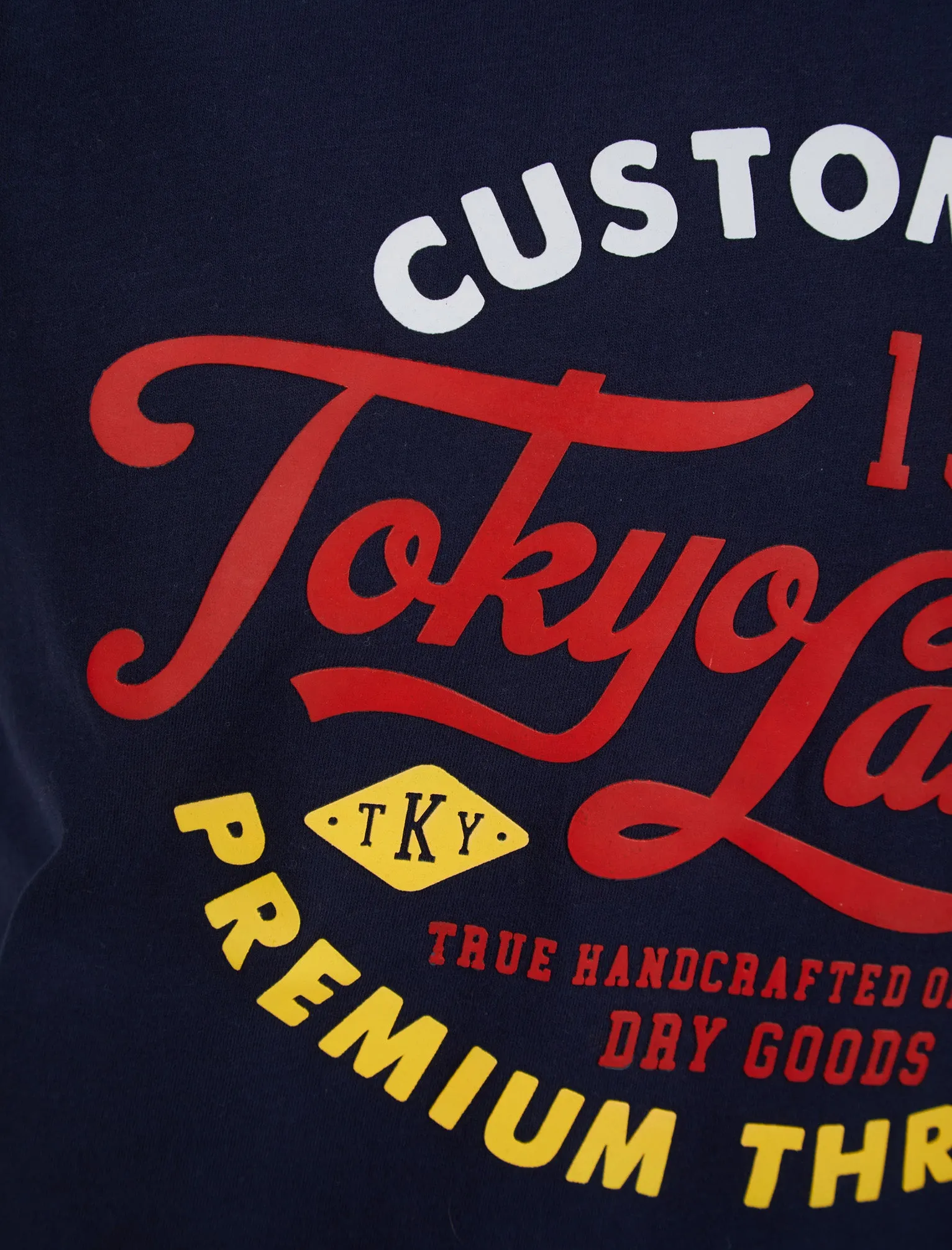 Bluesy Tee Motif Cotton Jersey T-Shirt in Sky Captain Navy - Tokyo Laundry