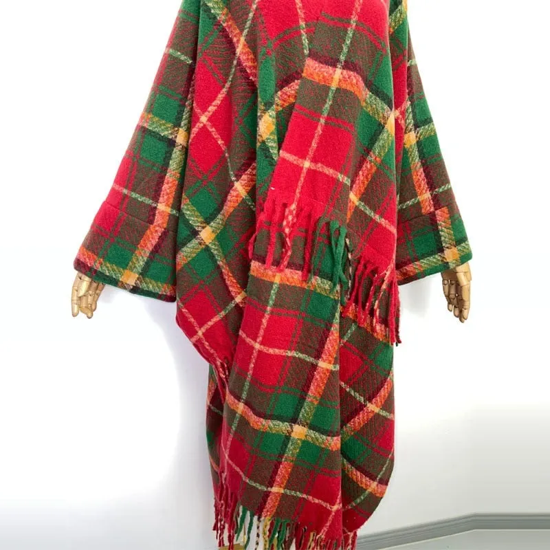 Cabin Dweller Tartan Thick Warm Free Size Long Kimono Robe Wrap