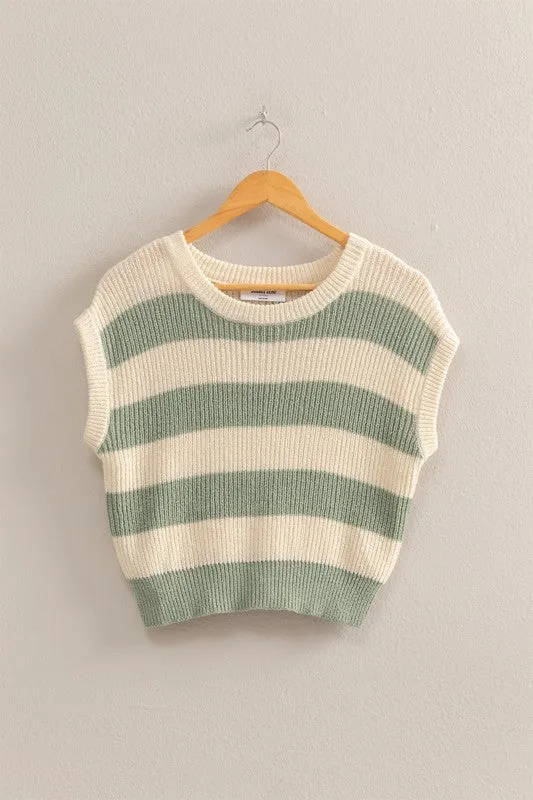 Cap sleeve striped sweater