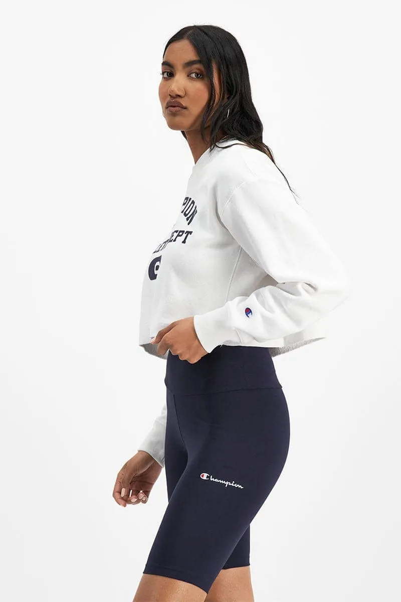 CHAMPION RB ARCHIVE CROPPED CREWNECK SWEATER - WHITE
