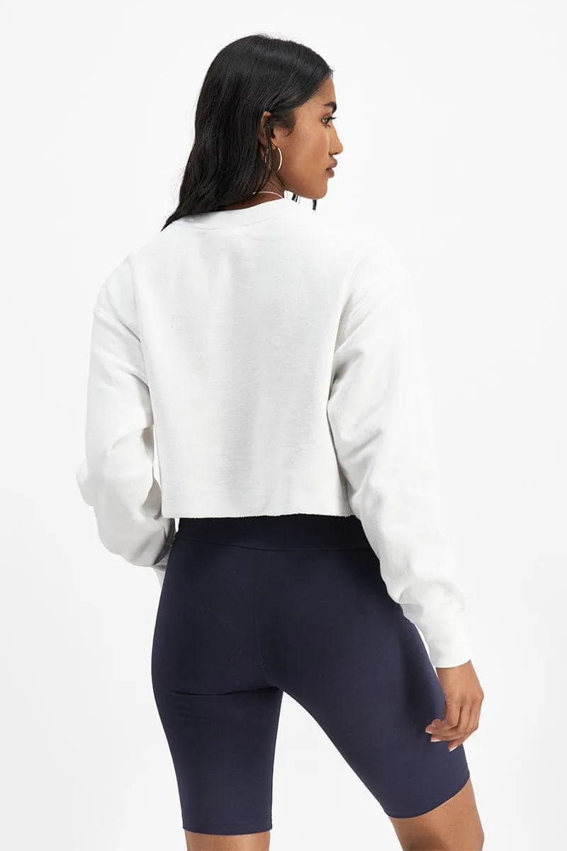 CHAMPION RB ARCHIVE CROPPED CREWNECK SWEATER - WHITE