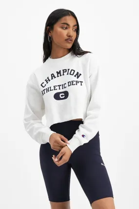 CHAMPION RB ARCHIVE CROPPED CREWNECK SWEATER - WHITE