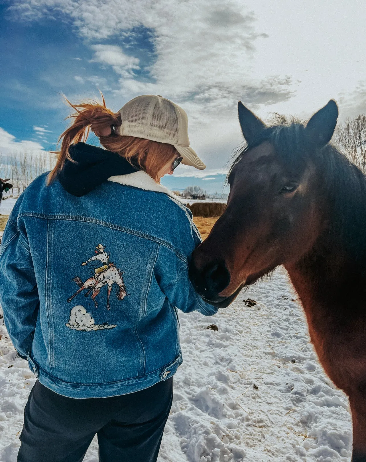 Cody Rank Roan Denim Sherpa Jacket(Adult)(Lt. Blue)