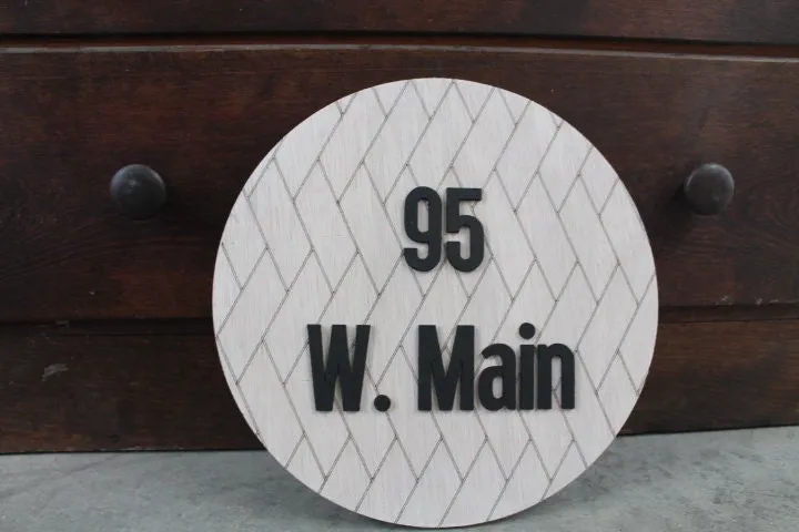 Custom Address Rattan Sign Your Address Name Here Laser Cut Layered Home Round Business Commerical Signage Made to Order Wooden Handmade