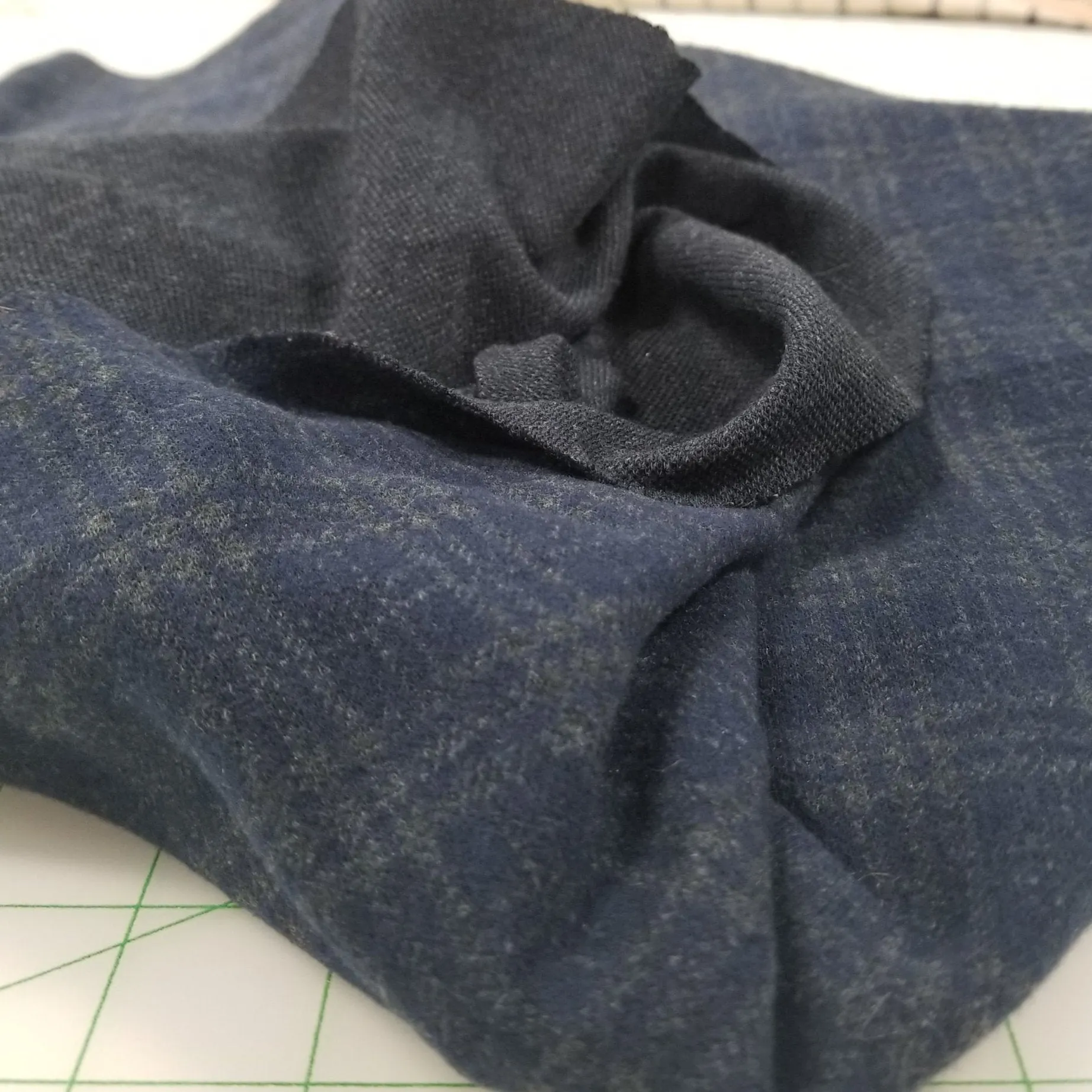 End of bolt: 1.5 yards ofEuropean Deadstock Wool Slight Brushed Hacci Sweater Plaid Opaque Stable Knit-remnant