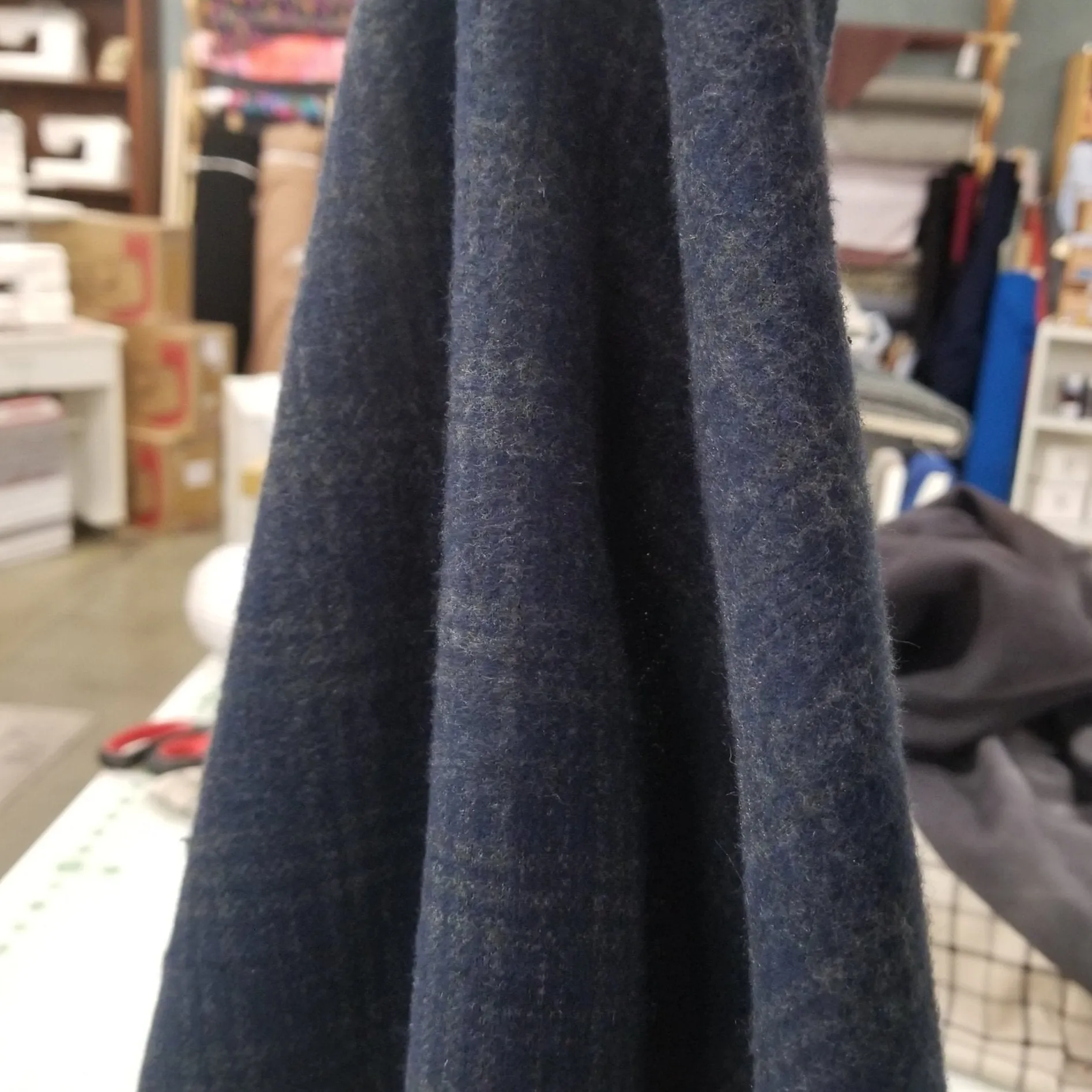 End of bolt: 1.5 yards ofEuropean Deadstock Wool Slight Brushed Hacci Sweater Plaid Opaque Stable Knit-remnant