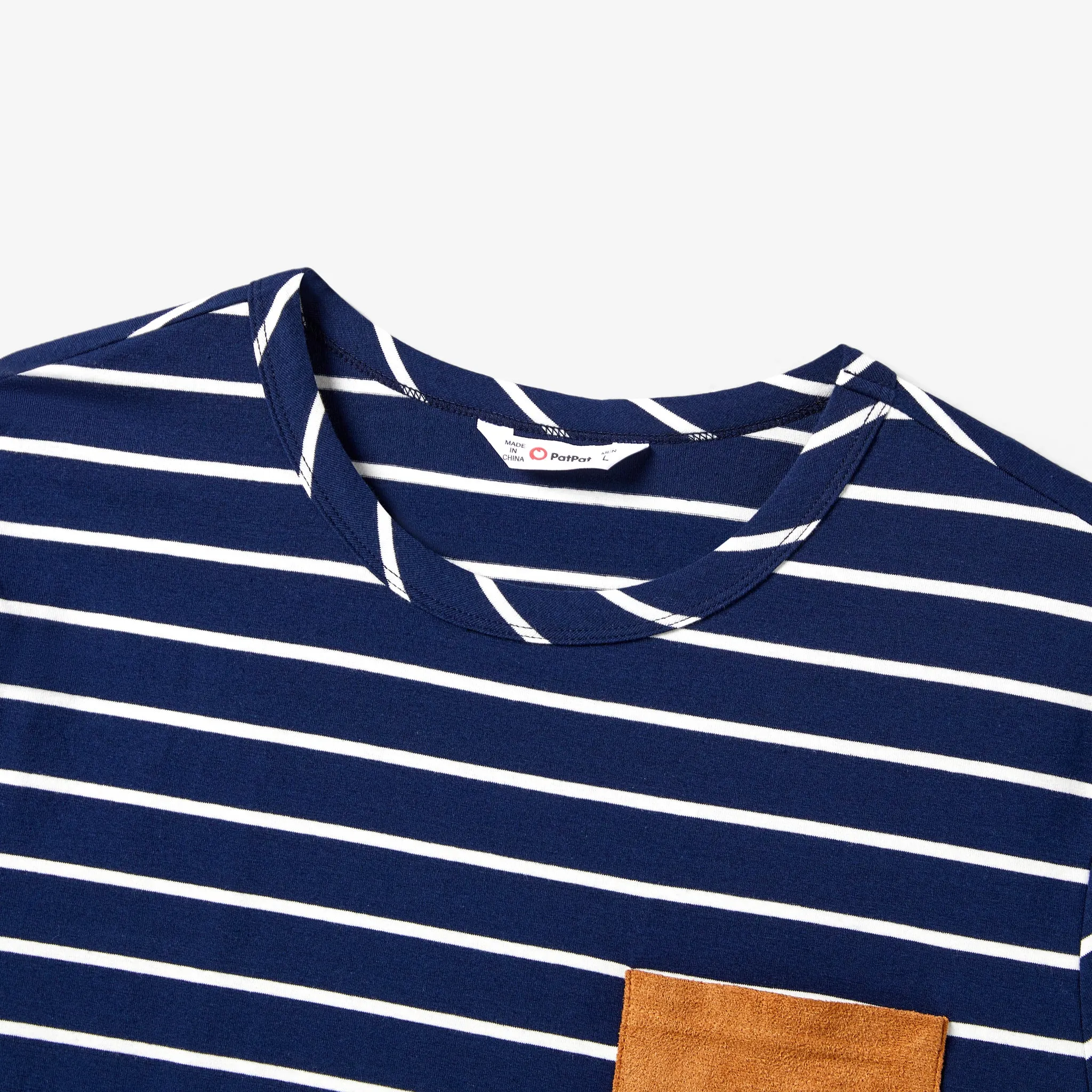 Family Matching Stripe T-shirt and Stripe Cotton Crisscross Bodycon Knitted Off-Shoulder Dress Sets
