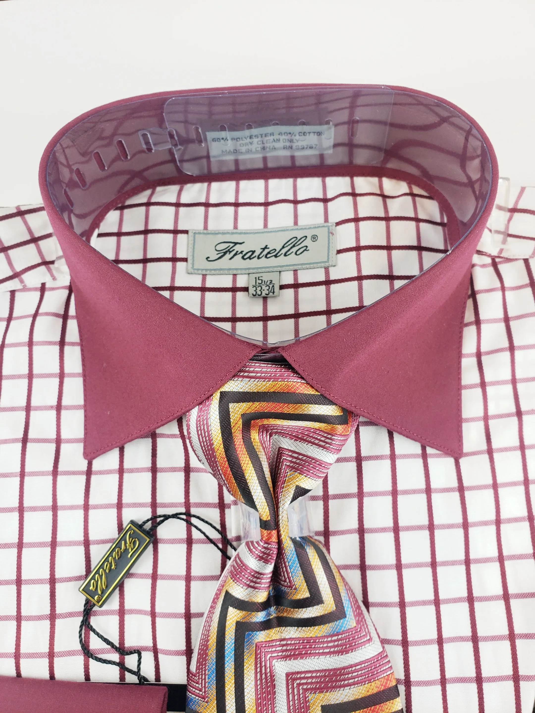 Fratello Burgundy Checkers Dress shirt