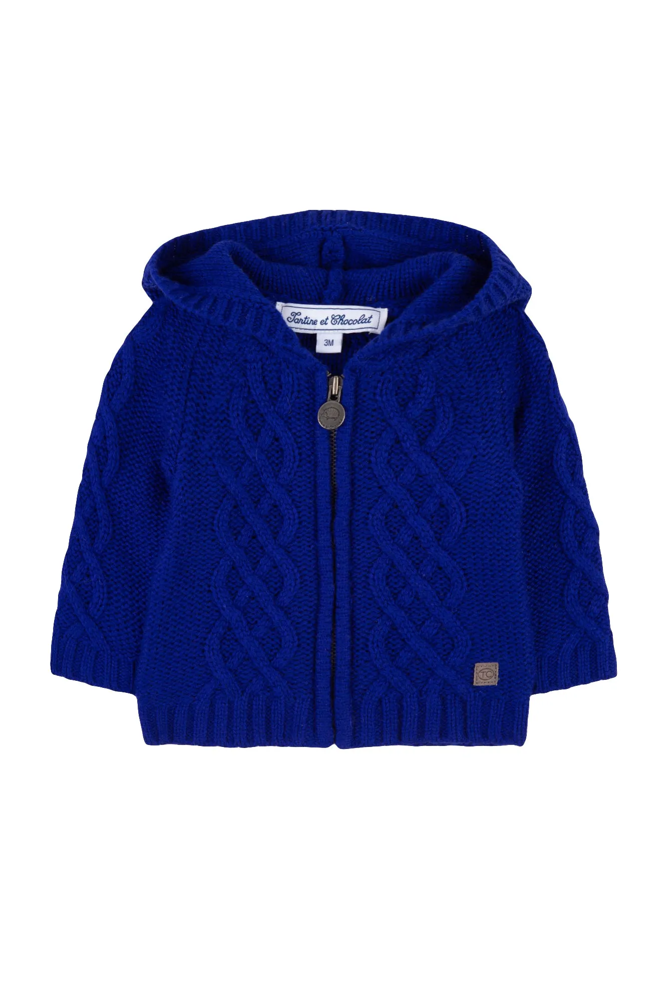 Gilet - Bleu roi maille tressée