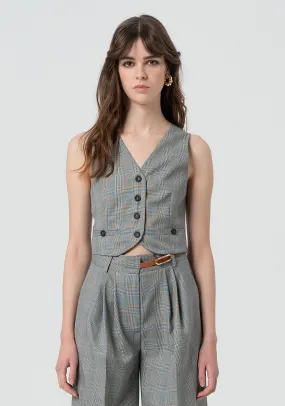 Gilet regular fit made in Prince of Wales fabric