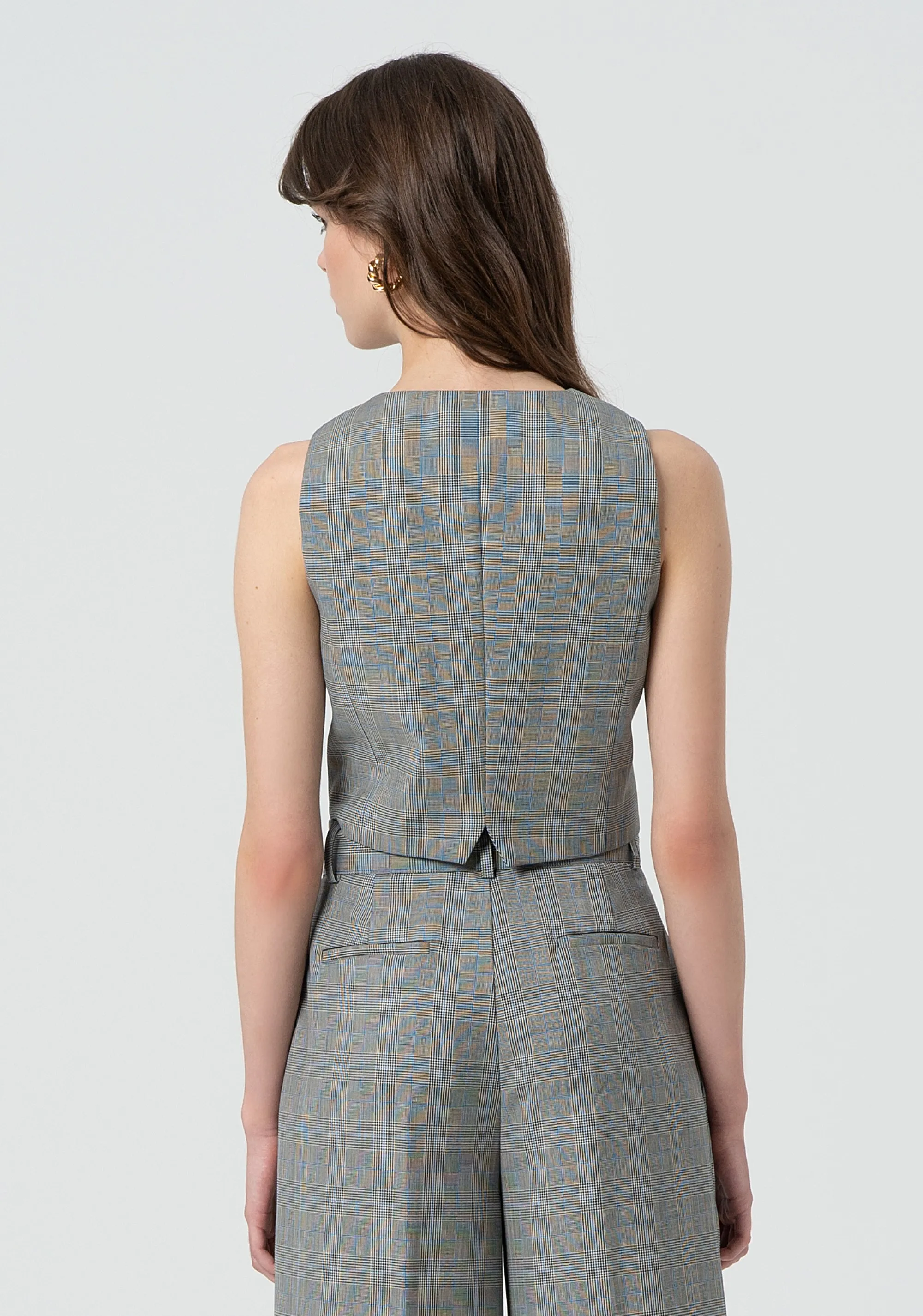 Gilet regular fit made in Prince of Wales fabric