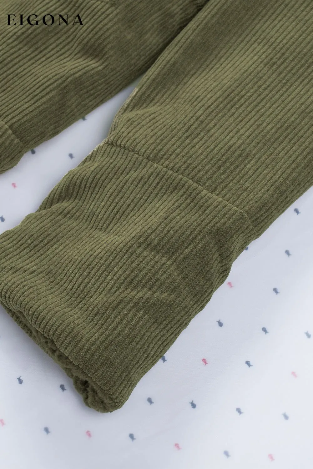 Green Corduroy Ribbed Shell Fleece Lining Jacket