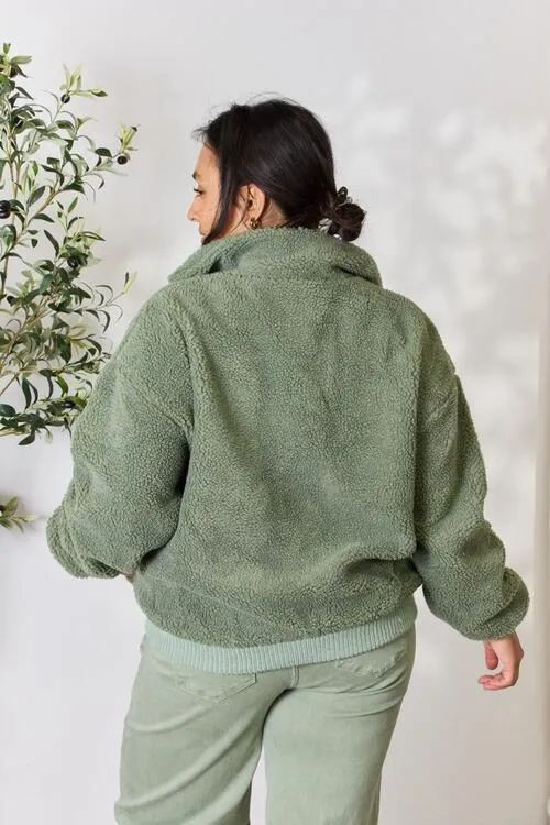 Heimish Sage Green Zip Up Collared Jacket