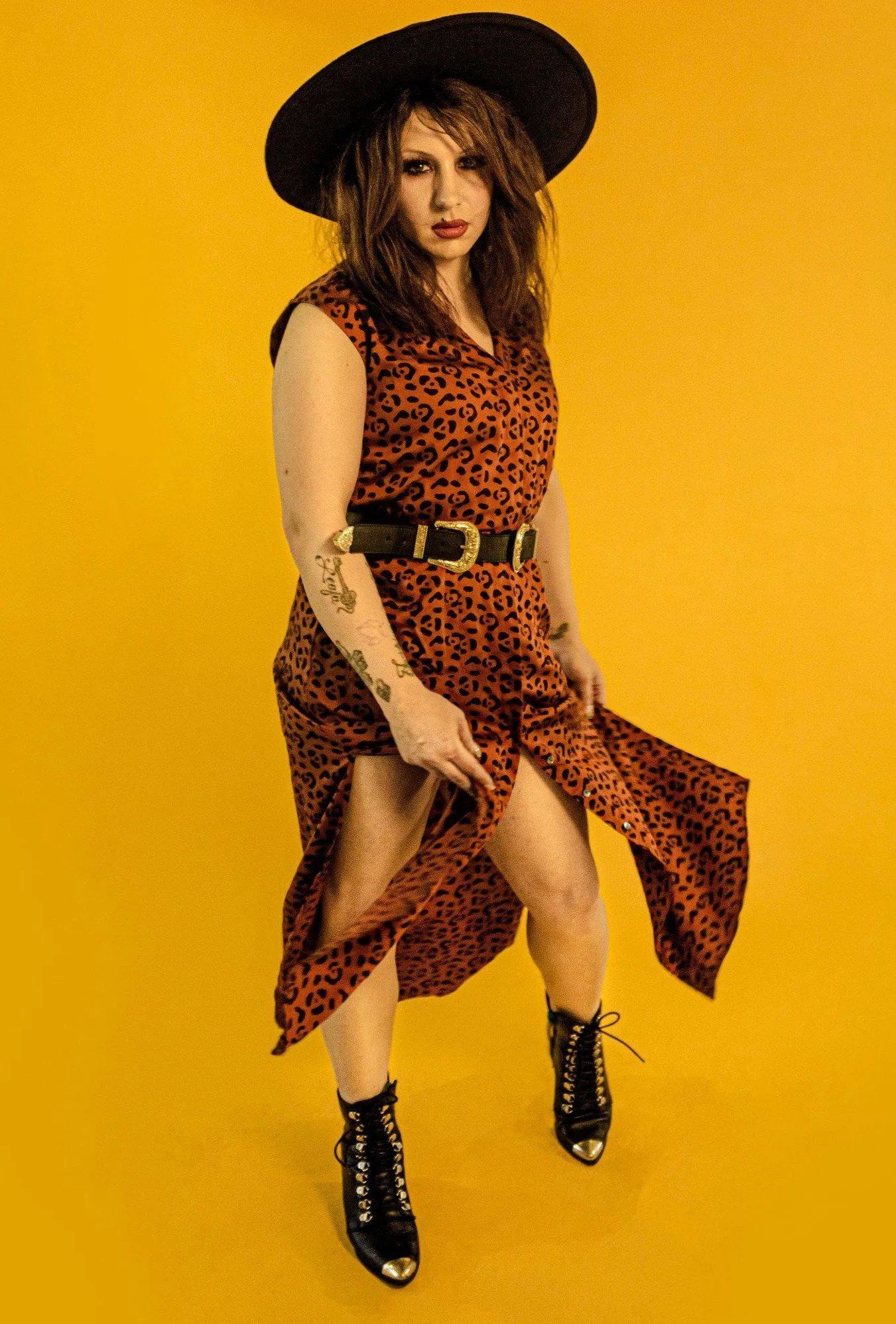 Leopard Shirtdress in Sienna   Black