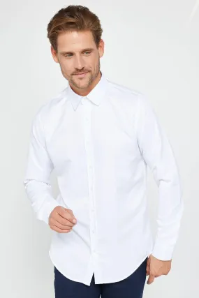 Men's Slim Fit Long Sleeve Dress Shirt - POLY - White