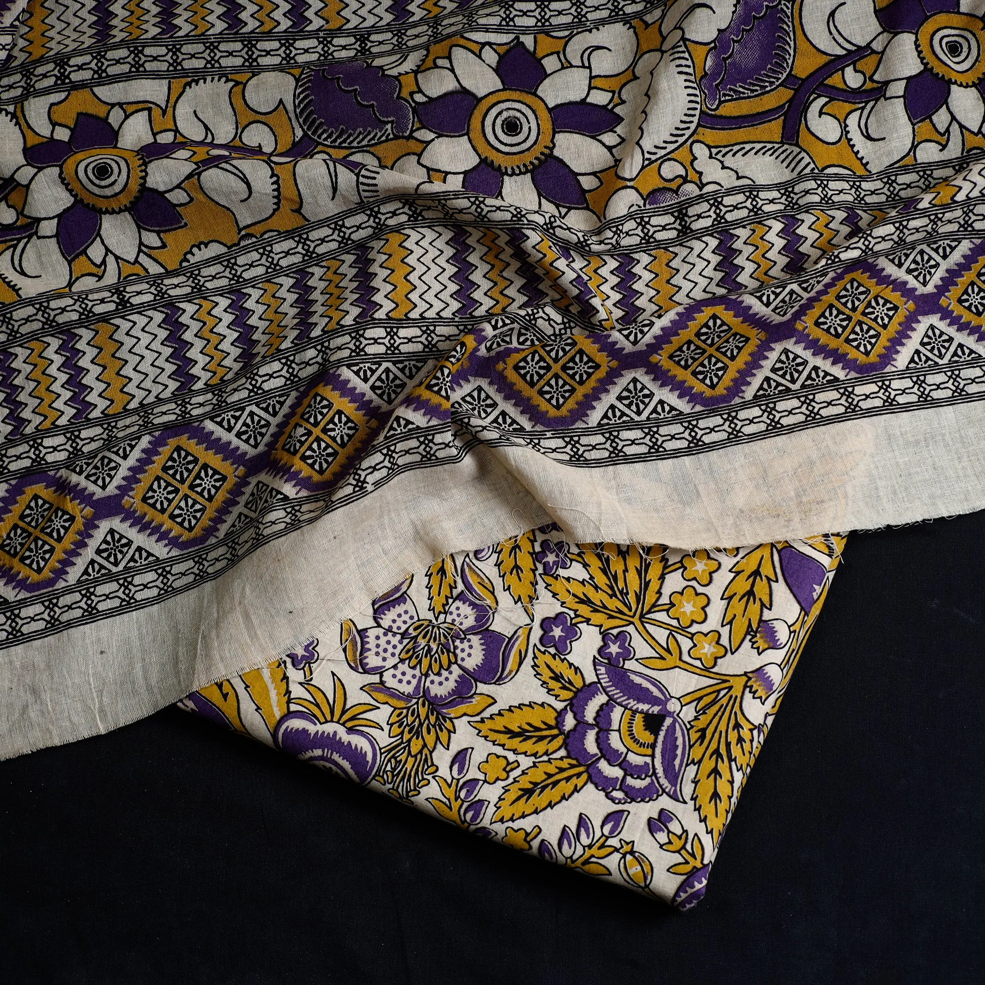 Multicolor - 2pc Cotton Kalamkari Print Dress Material Set 02