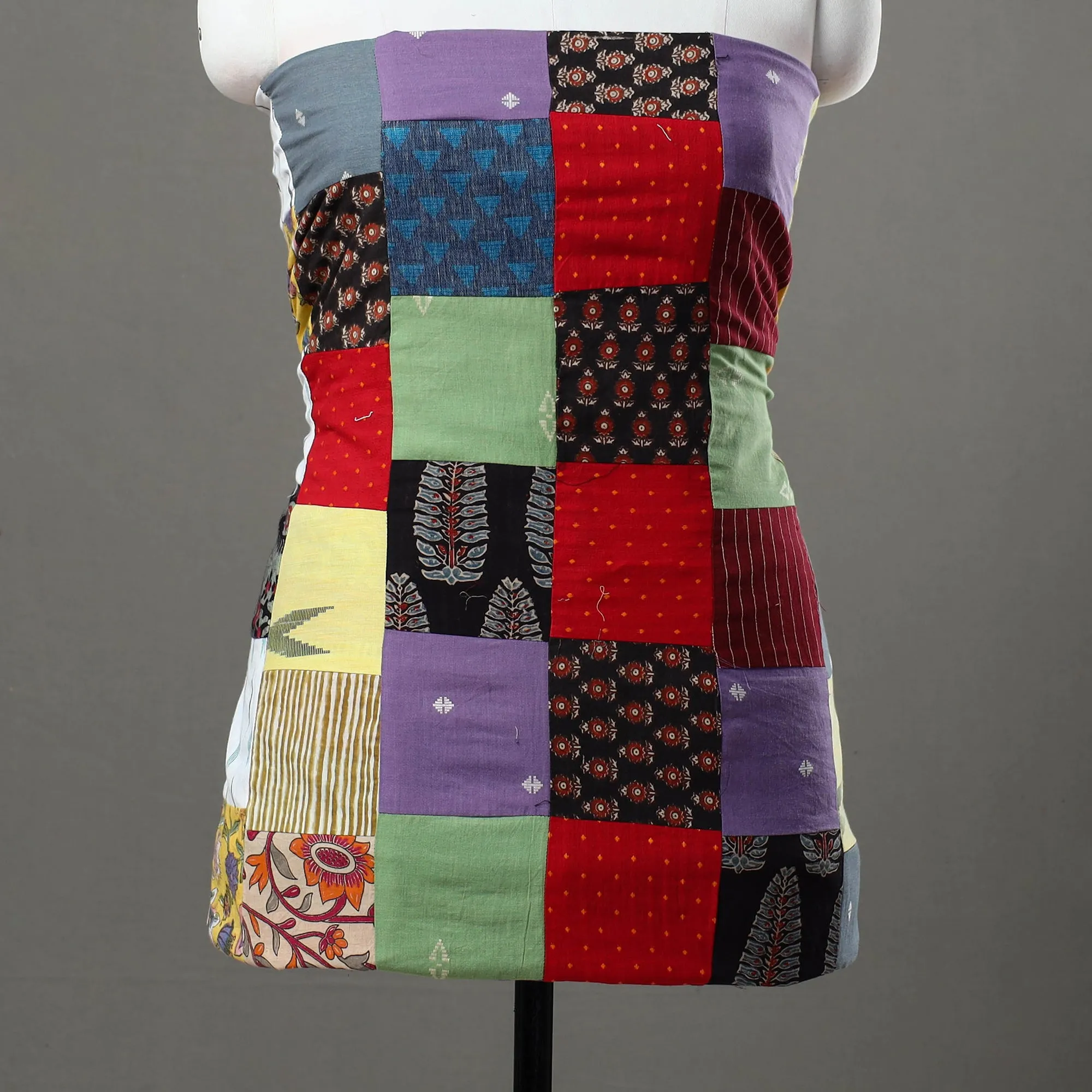 Multicolor - Handcrafted Patchwork Cotton Kurta Material (2.9m) 39