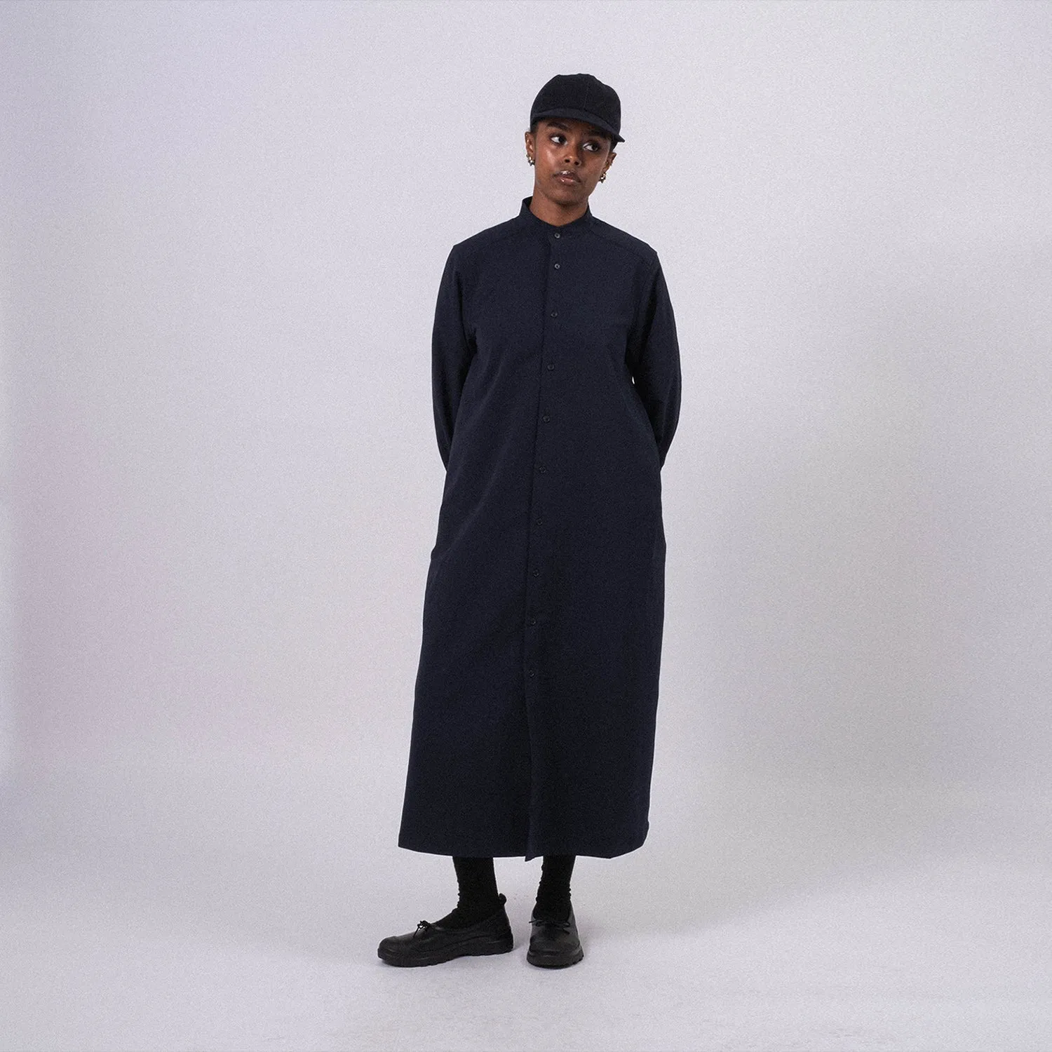 [NANAMICA] ALPHADRY SHIRT DRESS _ NAVY