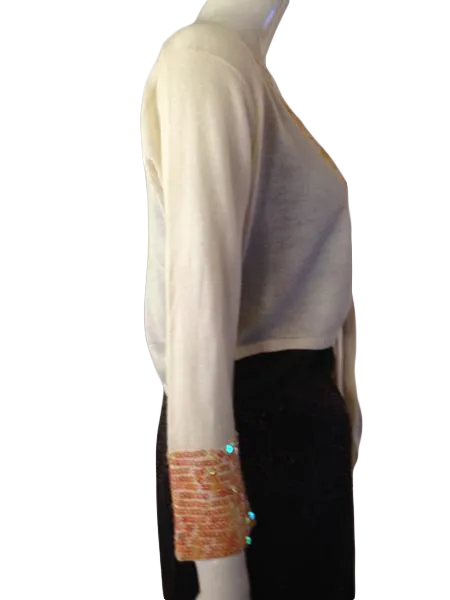 New York & Company 60's crop sweater with tie front and sequins size S/M (SKU 000210)