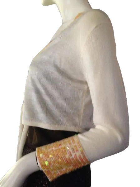 New York & Company 60's crop sweater with tie front and sequins size S/M (SKU 000210)