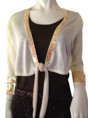 New York & Company 60's crop sweater with tie front and sequins size S/M (SKU 000210)