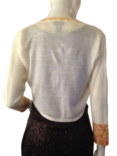 New York & Company 60's crop sweater with tie front and sequins size S/M (SKU 000210)