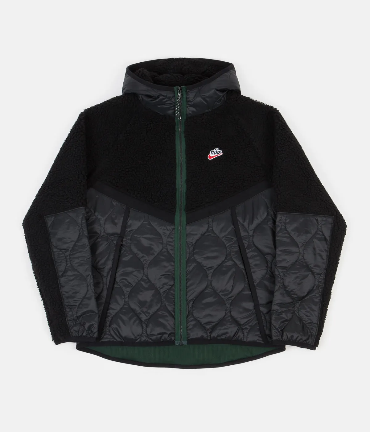 Nike Heritage Insulated Winter Jacket - Black / Black - Pro Green