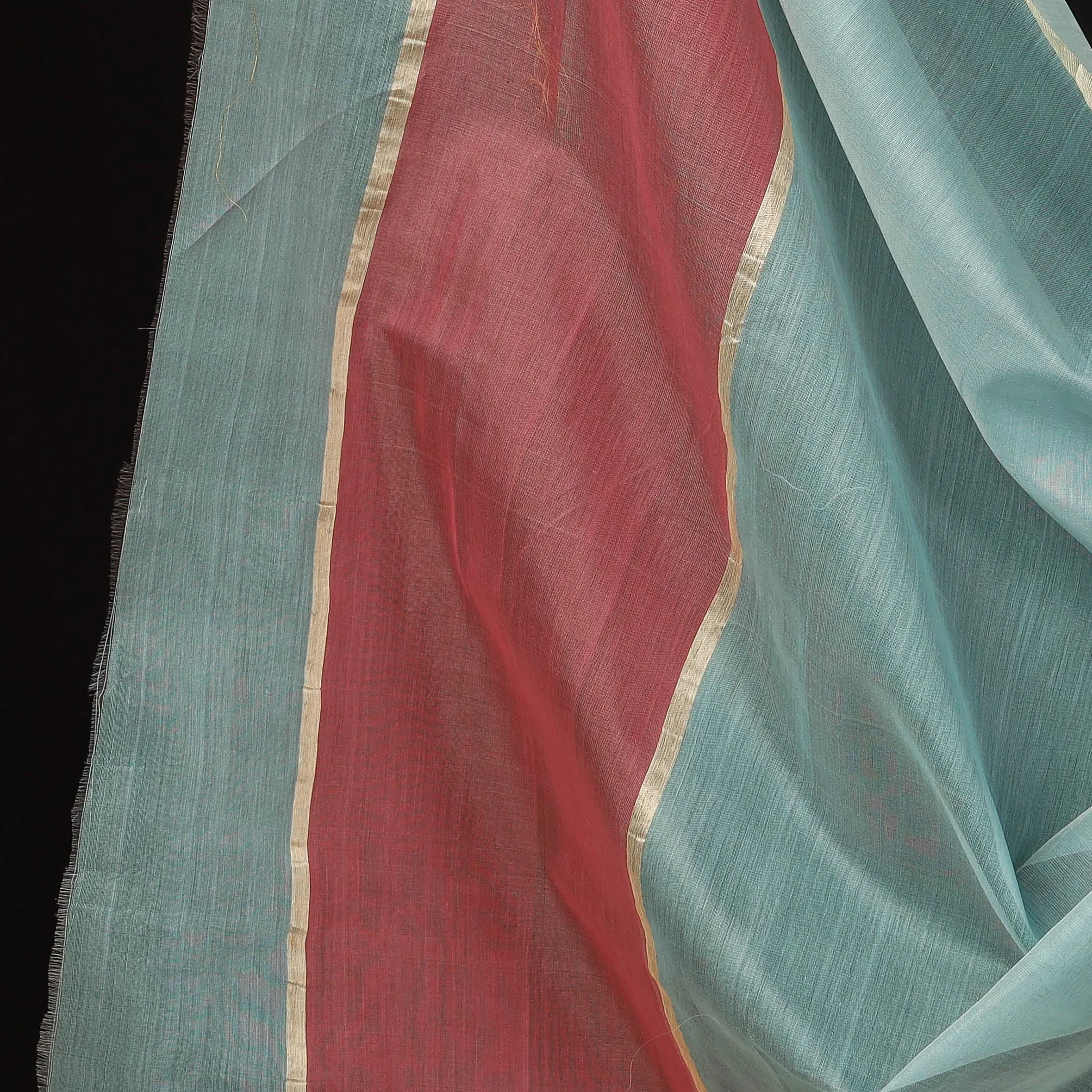 Pink - 2pc Chanderi Silk Handloom Suit Material Set with Zari Border