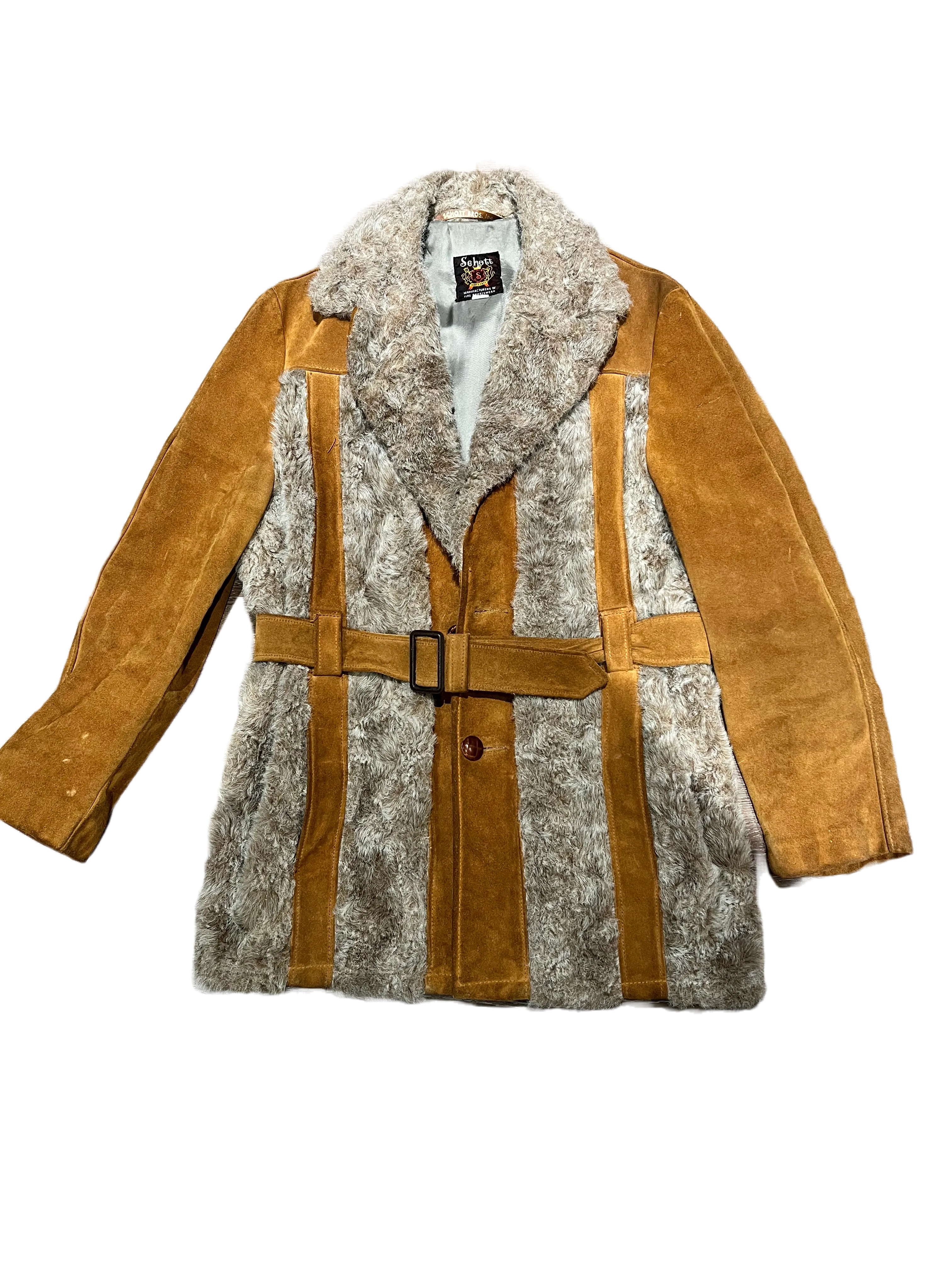 Rare Vintage Schott Men's Suede Belted Coat