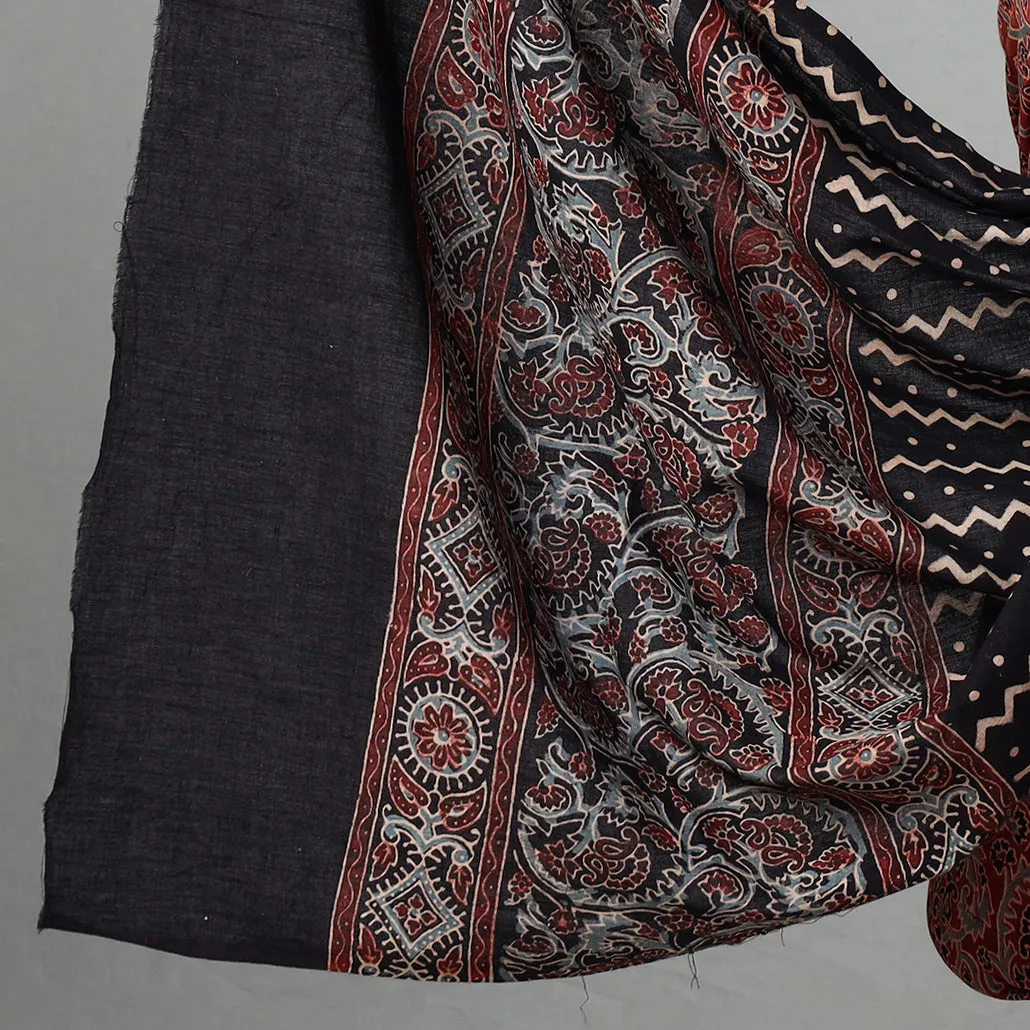 Red - 3pc Ajrakh Block Printed Natural Dyed Cotton Suit Material Set 09