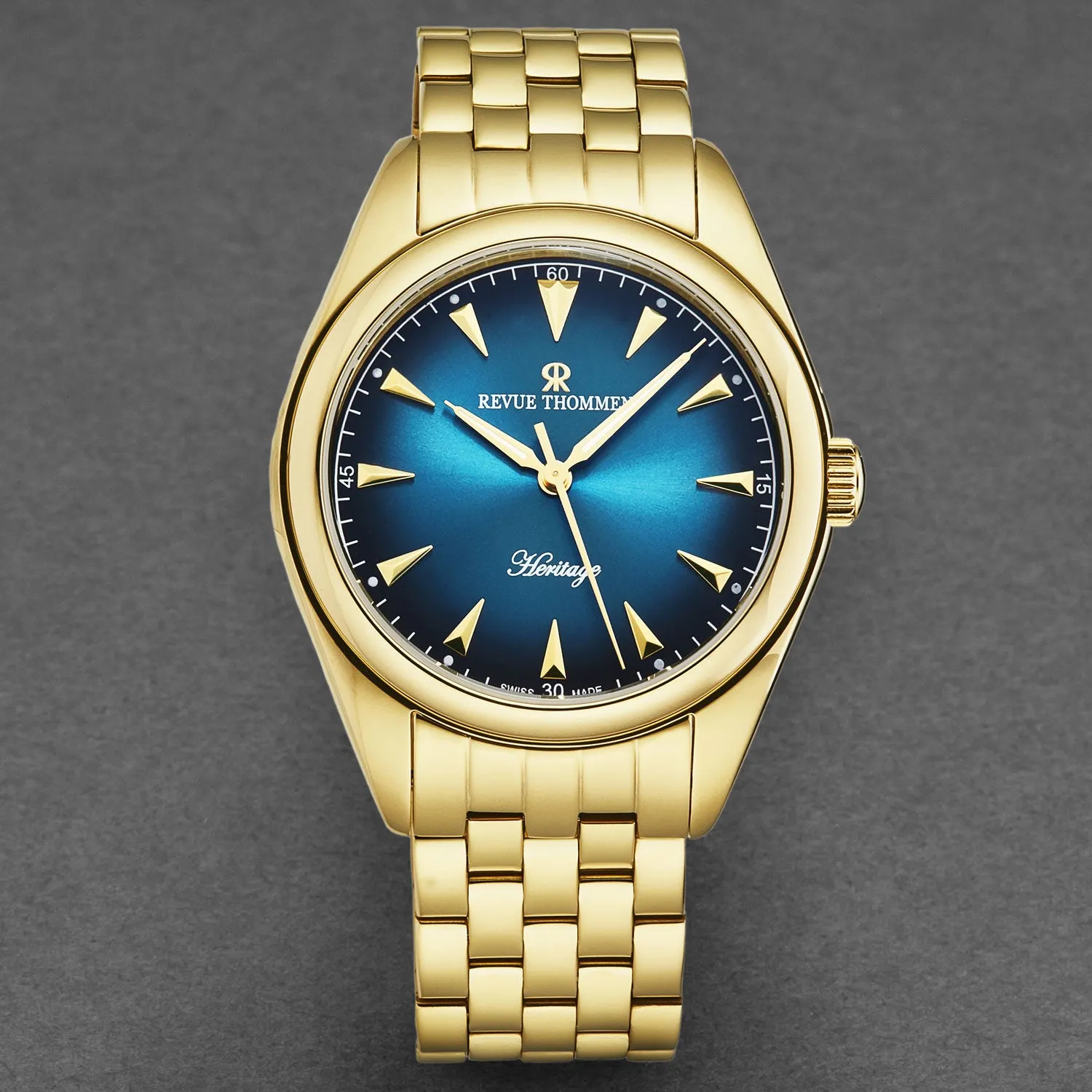 Revue Thommen Men's 'Heritage' Blue Dial Stainless Steel Bracelet Automatic Watch 21010.2115