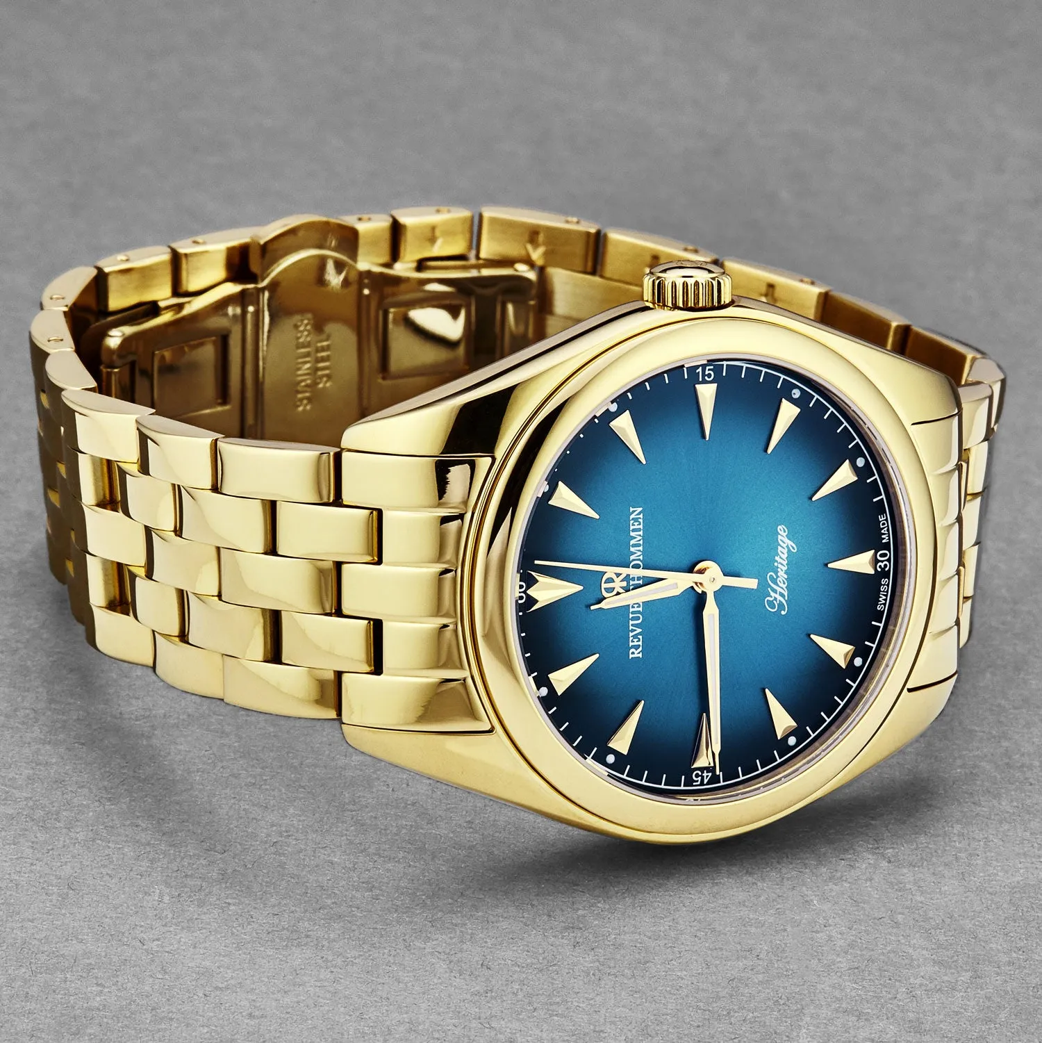 Revue Thommen Men's 'Heritage' Blue Dial Stainless Steel Bracelet Automatic Watch 21010.2115