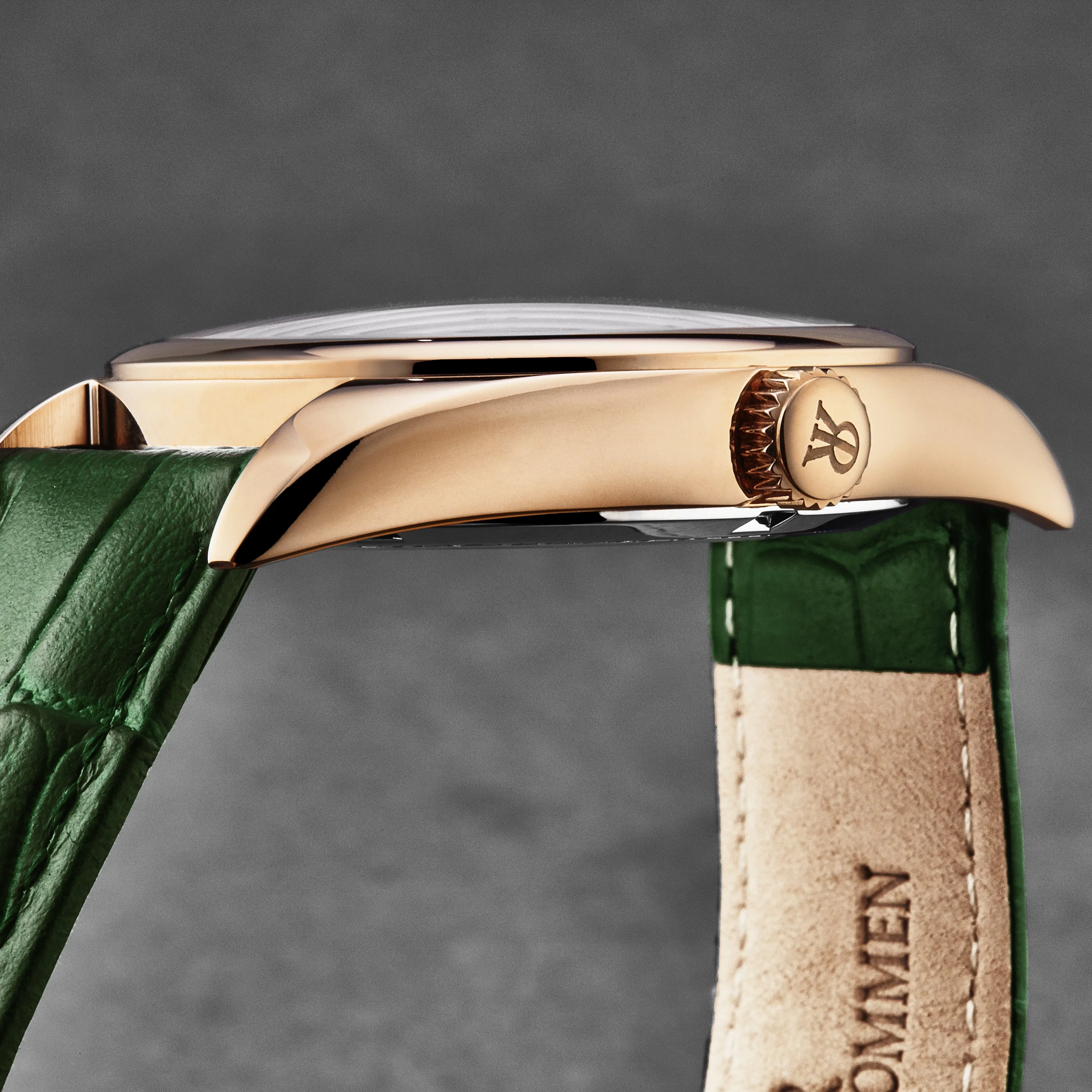 Revue Thommen Men's 'Heritage' GMT Green Dial Green Leather Strap Swiss Automatic Watch 21010.2464
