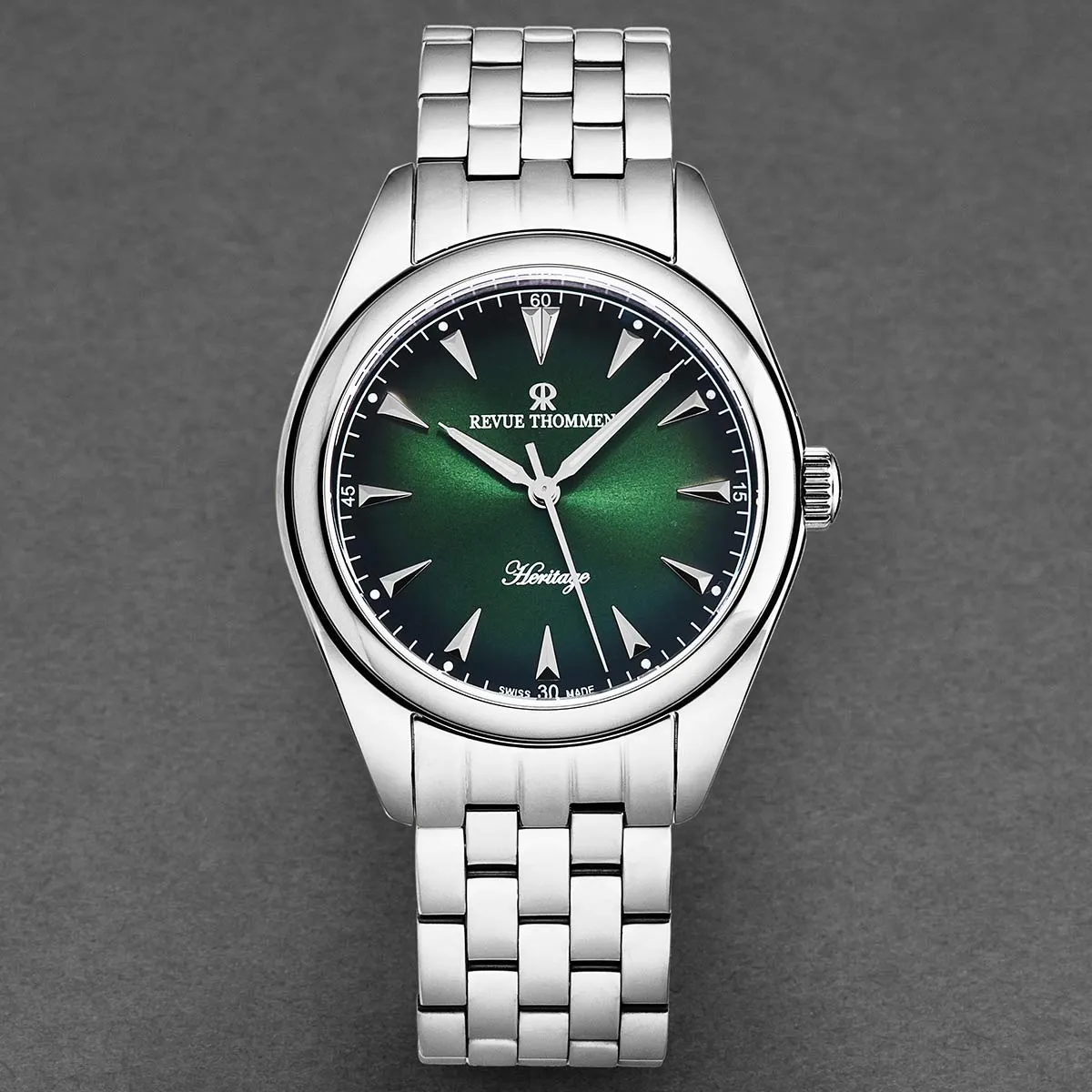 Revue Thommen Men's 'Heritage' Green Dial Stainless Steel Bracelet Automatic Watch 21010.2134