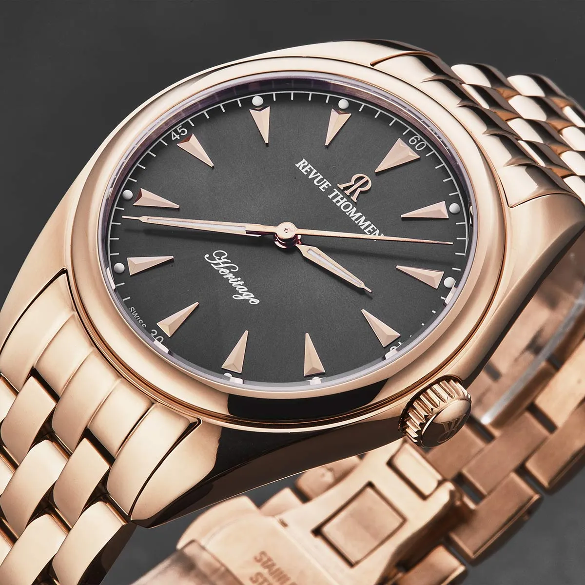 Revue Thommen Men's 'Heritage' Grey Dial Stainless Steel Bracelet Automatic Watch 21010.2162