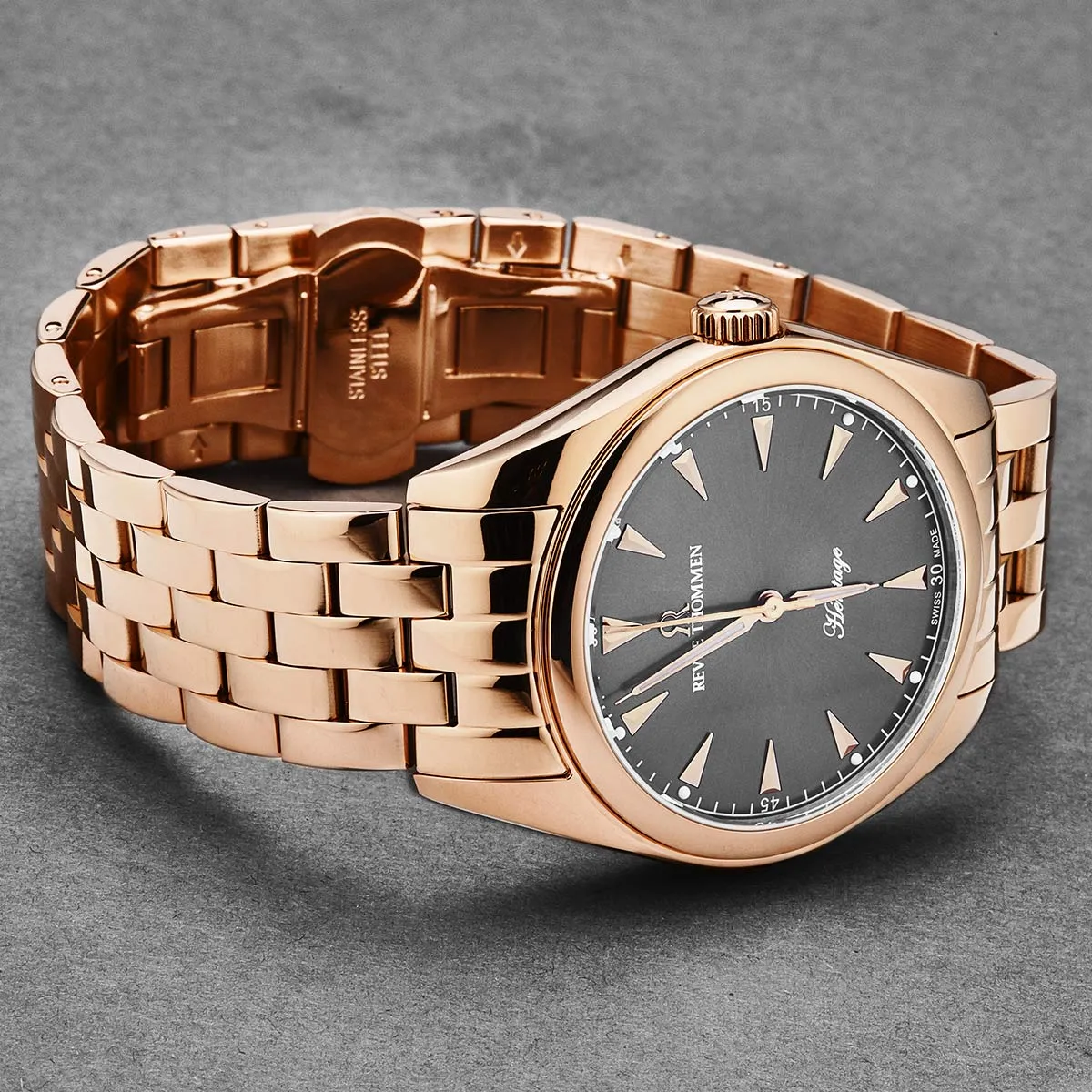 Revue Thommen Men's 'Heritage' Grey Dial Stainless Steel Bracelet Automatic Watch 21010.2162