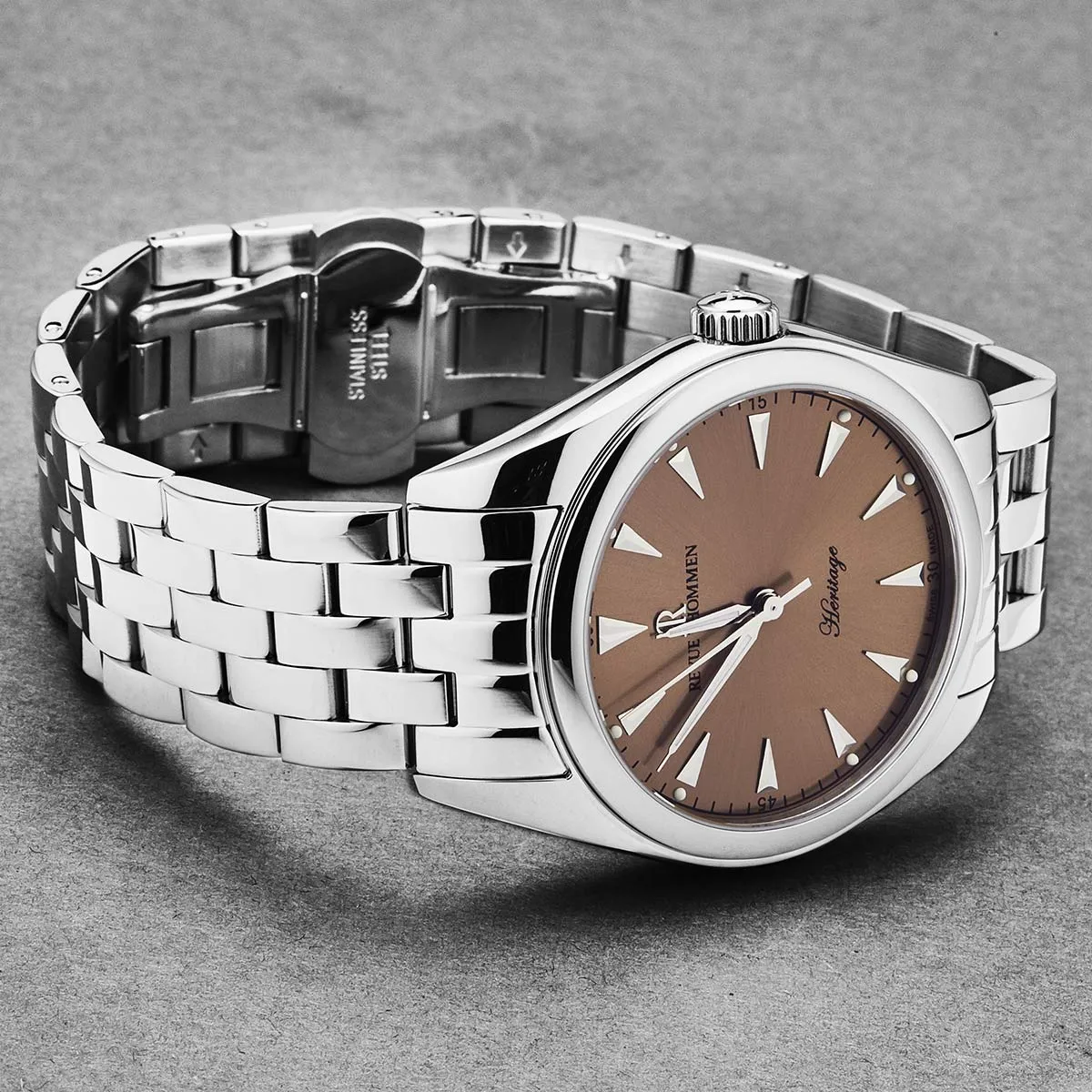 Revue Thommen Men's 'Heritage' Salmon Dial Stainless Steel Bracelet Automatic Watch 21010.2139