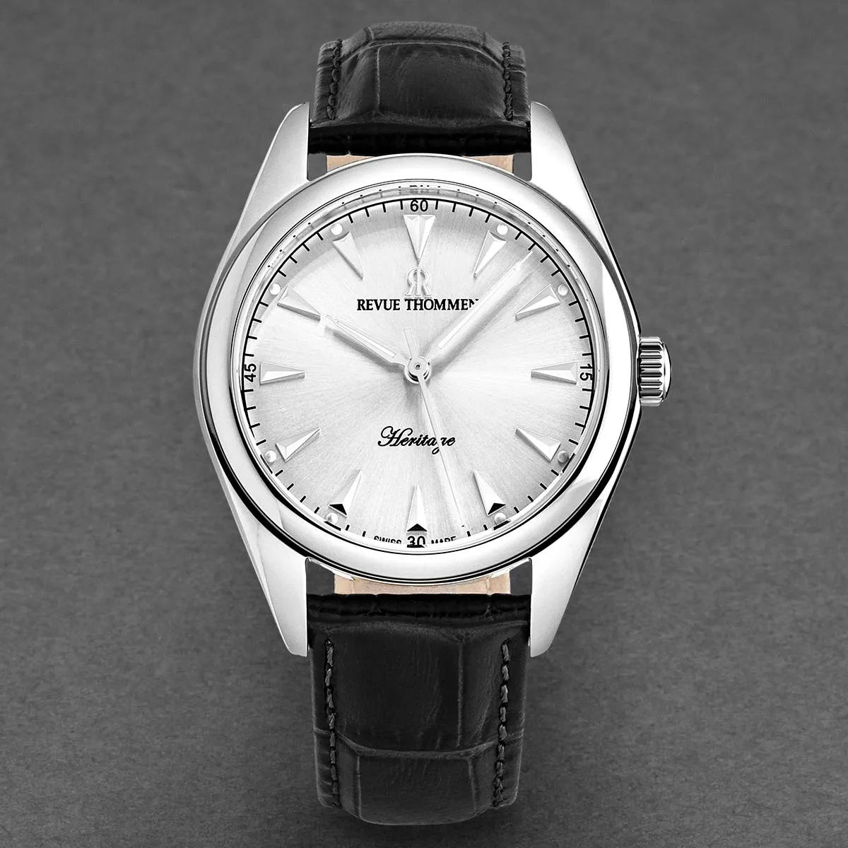Revue Thommen Men's 'Heritage' Silver Dial Black Leather Strap Automatic Watch 21010.2531